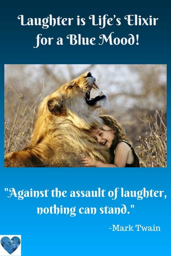 little girl laughing with a lion