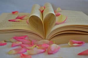 a book with flowers