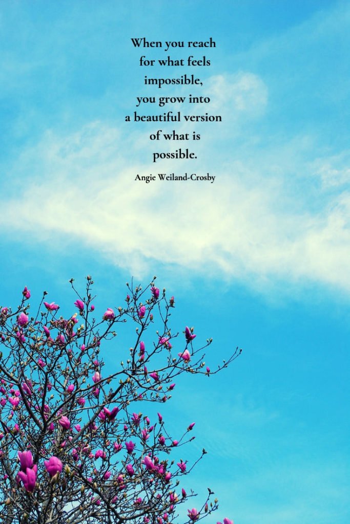 inspirational quote with purple flowers and a blue sky...