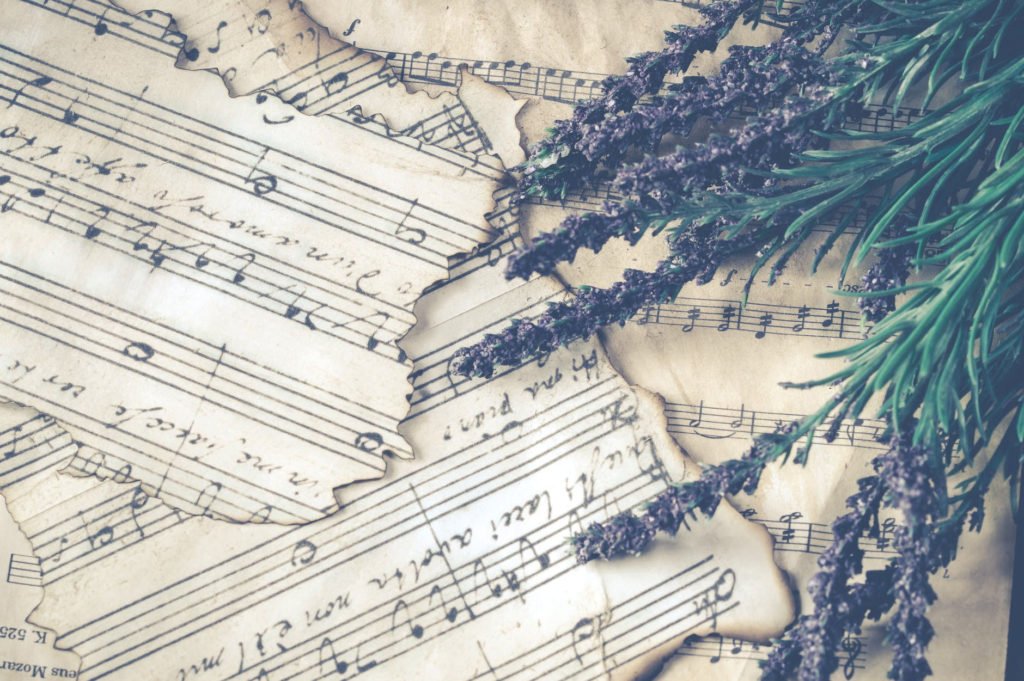 daughter, remember me like this...music sheets with lavender...