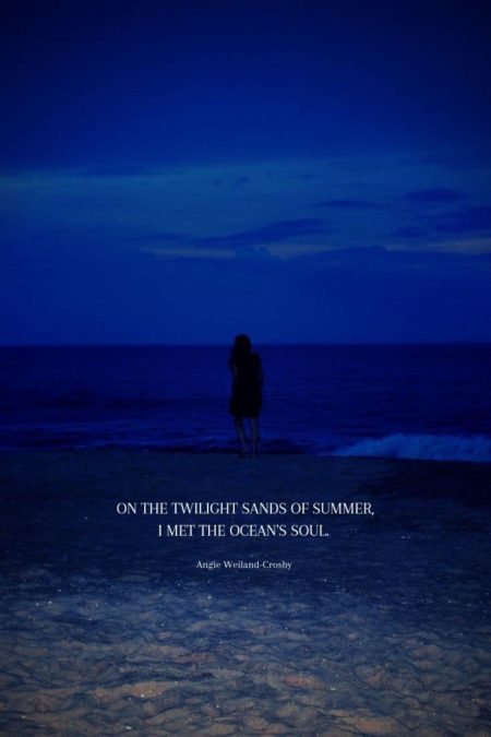 summer quotes | a silhouette of a woman on the beach at dusk...