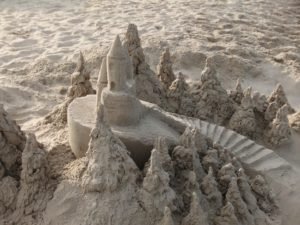 a sand castle at the beach...