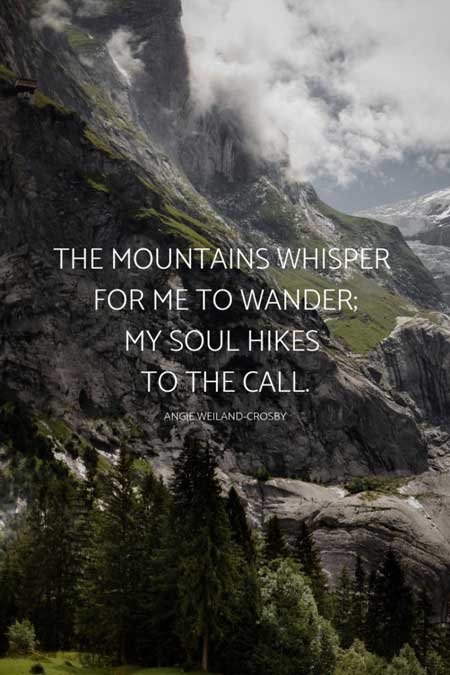 nature quotes | wanderlust quotes | a picture of mountains and fog