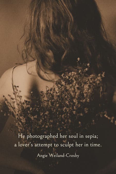 love quote with a woman in sepia...