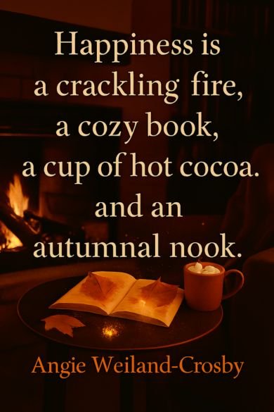 Happiness is a crackling fire quote